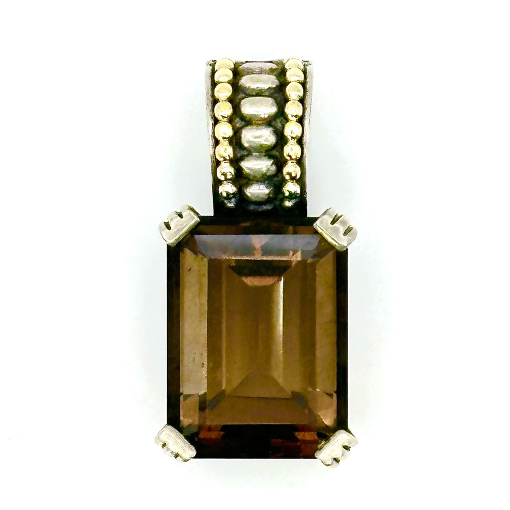 Lagos Caviar Two Tone Silver & Gold Smoky Quartz Pendant
